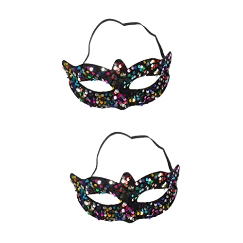 DEARMAMY 2St Spitze Maske mit Pailletten halloween masken halloweenmaske Prom Ball Spitzenmasken Kostüm Maske Maskerade-Maske für Frauen mit Stock tragbare Maskerademaske PVC Colorful von DEARMAMY