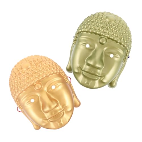 DEARMAMY 2st Buddha-kopfmaske Maskerademaske Rechteckige Kuchenform Anhänger Kopfbedeckungen Masken Buddha-statue-maske Figur Tortenring Zubehör Masken Kostüm Maske Geistermaske Pvc von DEARMAMY