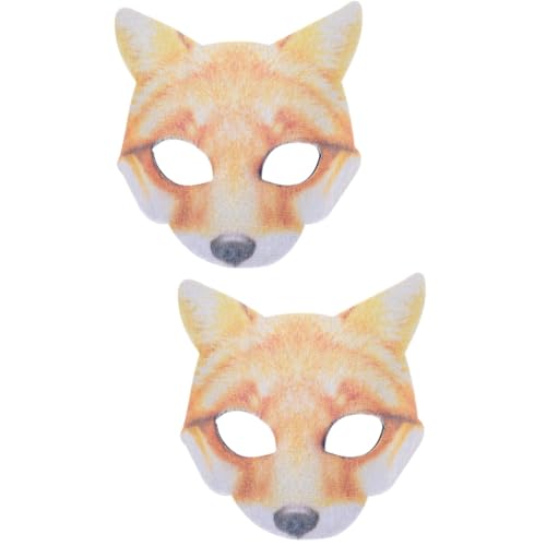 DEARMAMY 2st Fuchs Maske Halbgesichts-katzenmasken Japanische Fuchsmasken Maskerade-maske Für Frauen Dekor Party-masken-requisite Kindermaske Tiermasken Für Kinder Halloween-maske Plastik von DEARMAMY