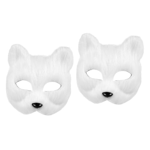 DEARMAMY 2st Fuchs Maske Pelzige Therian-maske Japanische Fuchsmaske Maske Therian Halloween-weihnachten Therian Maskenfuchs Nase Zellstoffmaske Selber Machen Leere Diy-masken Weiß Flanell von DEARMAMY