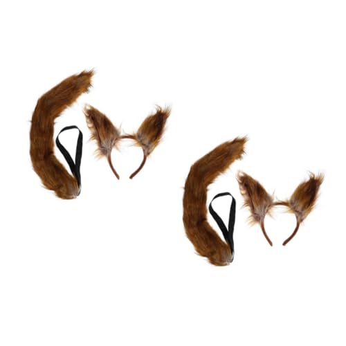 DEARMAMY 2st Fuchsohren Stirnband Wolfsohren Halloween-stirnband Fuchsohren Haarband Fuchsohren Aus Kunstpelz Flauschiges Haarband Dschungeltierhaarband Fuchs Kostümzubehör Stoff Dark Brown von DEARMAMY