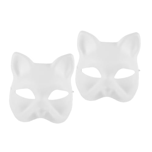 DEARMAMY 2st Handgezeichnete Leere Maske Halloween-maske Maske Katze Tiermaske Katzenmaske Zum Bemalen Halloween-diy-maske Cosplay-maske Katzenmasken Zum Bemalen Leere Masken Zellstoff Weiß von DEARMAMY