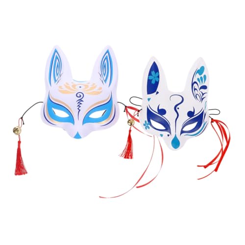 DEARMAMY 2st Japanische Fuchs-dämonenmaske Halloween-maske Halloween Masken Kimono-fuchs-maske Mädchen Maskerade Maske Süße Cosplay Halbmaske Tier-cosplay-maske Japanische Katzenmaske Pvc von DEARMAMY