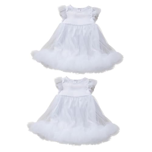 DEARMAMY 2st Kleid Ohne Ärmel Tutu-kleid Für Kinder Babykleid Aus Tüll Outfits Für Mädchen Mädchenkostüme Formelles Kleid Aus Tüll Ballettkleid Für Mädchen Performance-rock Polyester Weiß von DEARMAMY