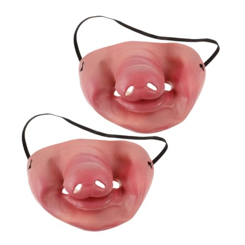 DEARMAMY 2st Lustige Maske Tierische Nase Halloween-masken Lustig Kopfmasken Für Erwachsene Horror- -masken Lustige Schweinenase Ausgefallene Ballmasken Maskerade Masken Emulsion Rosa von DEARMAMY