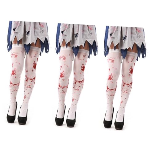 DEARMAMY 3 Paare Halloween-Strumpf Abschlussball-strümpfe Grusel Strumpf Für Cosplay Accessoires Strümpfe Blutbefleckte Strümpfe Halloween-strümpfe Kleidung Blutige Strümpfe von DEARMAMY