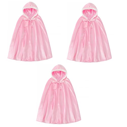 DEARMAMY 3 STK Umhang Für Kinder Kapuzenmantel Für Mädchen Partykostüm Halloween Kinder Mädchen Kleider Wintermantel Für Kinder Kleid Für Kinder Kinderkleidung Für Mädchen Baumwolle Rosa von DEARMAMY