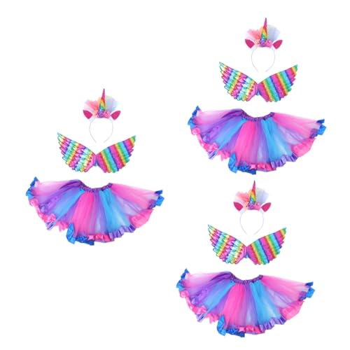 DEARMAMY 3 Sätze Ballettröckchen Tutu-Rock für Kleinkinder Ballkleider für Mädchen halloweenkostüme für kinder halloween kleider für kinder Abschlussball Anzug Kinderkleider Mädchenkleid von DEARMAMY