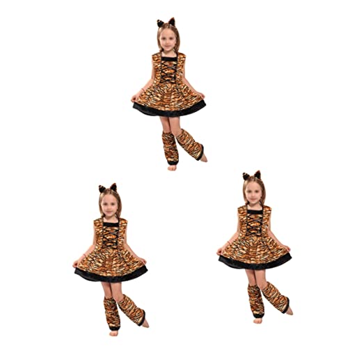 DEARMAMY 3 Sätze Cosplay-Zubehör Mädchen Nachtwäsche Mädchen verkleiden sich Mädchen-Nachthemd Kinder Cosplay Partykleid Mädchen-Outfit Tiger Verkleidung Kinder Mädchenkostüm Kinderkostüm von DEARMAMY