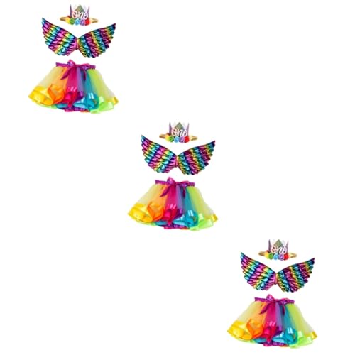 DEARMAMY 3 Sätze Regenbogen dreiteiliges Set Halloween-Kostüme für Kinder Ballkleider für Kinder kinderkostüme halloween kinderkostum halloween mitbringsel kindergeburtstag Mädchenkleider von DEARMAMY