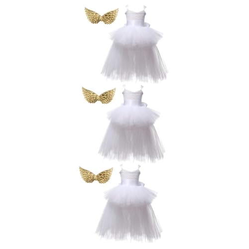 DEARMAMY 3 Sätze Tutu-rock Aus Mesh Für Mädchen Mädchenkleid Netzkleider Hexenkostüm Für Mädchen Kostüme Für Mädchen Formelles Kleid Aus Tüll Tutu-kleid Für Mädchen Röcke Für Kinder Weiß von DEARMAMY