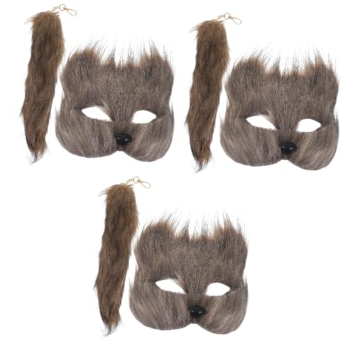 DEARMAMY 3 Sets Fuchsmaske Maskerade Maske Fuchsschwanz Dekor Fuchs Cosplay Maske Partykostüm Fuchs Cosplay Flauschige Maske Fuchskostüm Tiermasken Für Erwachsene von DEARMAMY