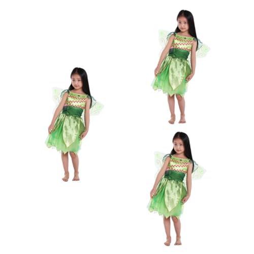 DEARMAMY 3 Stk Ärmelloses Kleid Für Mädchen Kinderkostüme Halloween-anziehkleid Cosplay-kleid Flügel Kostüm Mädchen-outfit Elfen-tutu-kleid Für Mädchen Outfit Für Mädchen Feenkleid von DEARMAMY