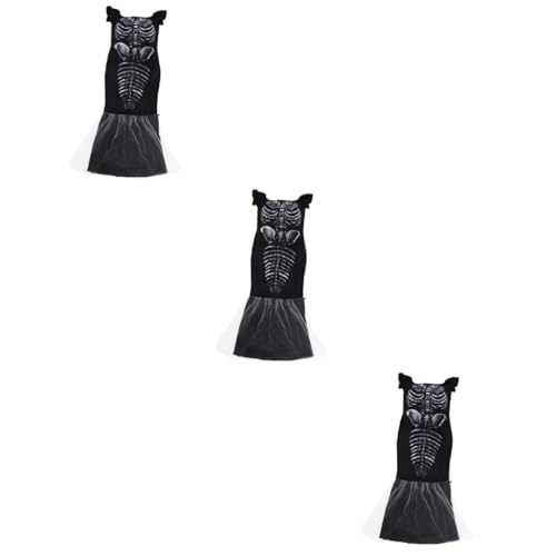 DEARMAMY 3 Stk Halloween-Hexenkostüm halloween costume halloween kleidung halloween kostuem Outfits für Mädchen Kostüm zum Thema Festival Halloween-Fischschwanzkleid Skelettkleid Polyester von DEARMAMY