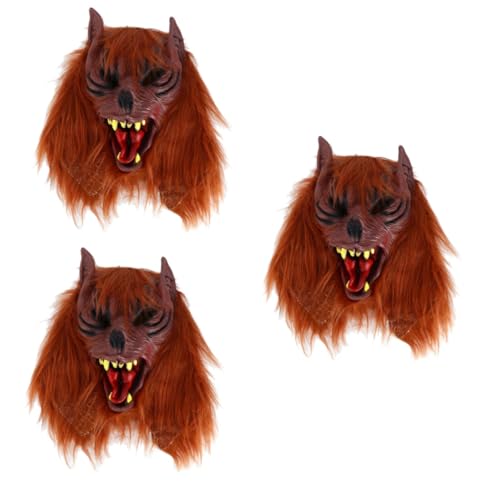 DEARMAMY 3 Stk Wolfsmaske Halloween-Wolf Karneval Cosplay Partyzubehör Halloweenkostüm Cosplay-Kostüme Halsmaske halloween costume halloween kleidung tierische Maske Cosplay-Maske Brown von DEARMAMY