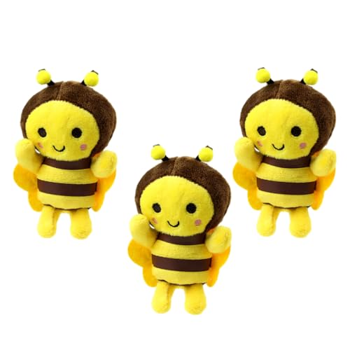 DEARMAMY 3 Stück Ausgestopfte Bienen 4. 3 Zoll Mini-Plüsch-Weiche Bienen Cartoon-Tierspielzeug Honigbiene Schlüsselanhänger Anhänger Süße Kawaii Stoffpuppe Für Raumdekoration Valentinstag von DEARMAMY