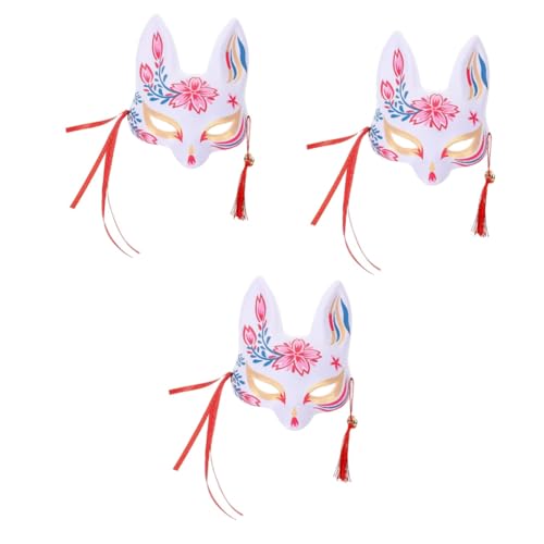 DEARMAMY 3 Stück Fuchs Dämonen Maske Fuchs Maske Für Maskerade Lustige Maske Festival Maske Karnevalsmaske Requisite Halbe Gesichtsmaske Partyzubehör Cosplay Tiermaske Tiermaske von DEARMAMY