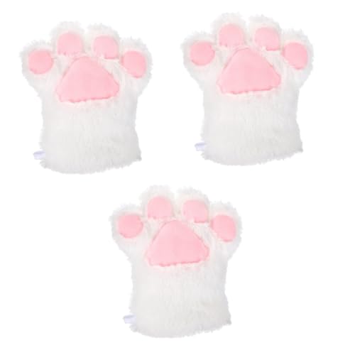 DEARMAMY 3St Bärenklauenhandschuhe Leistungszubehör Winterplüschhandschuhe gießen katzenpfoten handschuhe halloween handschuhe Tiere schwarze fingerlose Handschuhe Leistungsversorgung Weiß von DEARMAMY