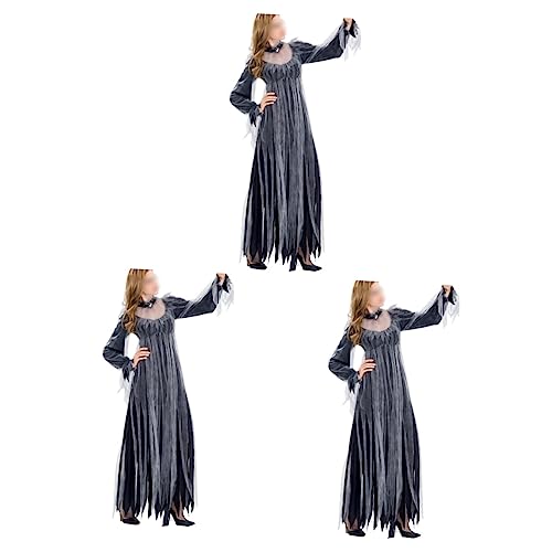 DEARMAMY 3St Hexenkostüm für Erwachsene Halloween-Kostüme für Erwachsene Frauenkostüm für die Aufführung halloween costume halloween kleidung Kostüm für Cosplay Halloween-Hexenkleid Grey von DEARMAMY