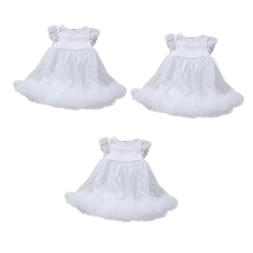 DEARMAMY 3St Kleid ohne Ärmel klanghölzer kinder faschingskostüme partykleider Patchwork-Kleid Prinzessin Tutu-Rock Mädchenkleider Party-Cosplay-Kostüm -Mädchen-Kleider Baumwolle Weiß von DEARMAMY