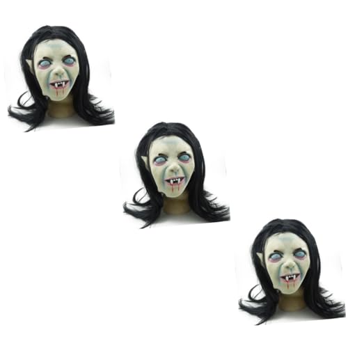 DEARMAMY 3St gruselige Geistermaske Scary mask halloween costume Hair mask Zombie costume Ghost costume Cosplay-Maske gruseliger Geist Horror für Erwachsene Halloweenkostüm Halloween-Maske von DEARMAMY