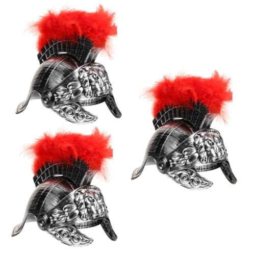 DEARMAMY 3st Antiker Römischer Kriegerhut Armeehelm Männer Motorhaube Kostüm Männer Römischer Helm Griechischer Helm Helme Für Erwachsene, ATV Römische Tracht Männer Wikinger Silver Plastik von DEARMAMY