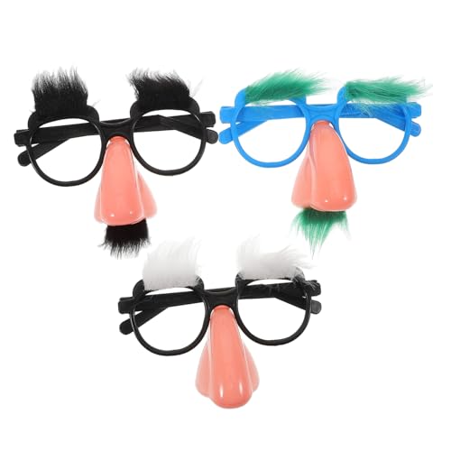 DEARMAMY 3st Lustige Requisitenbrille Clown-Brille Lustige Kostüme Neuheitsbrille Lustige Sonnenbrille Verrückte Sonnenbrille Weihnachtsfeier Sonnenbrille Brillen-Foto-Requisiten Kunstwolle von DEARMAMY