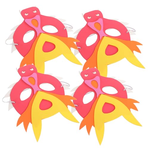 DEARMAMY 4 Pcs Kindermaske zum Jahr des Drachen kindermasken fasching Drachenmaske lustige Maske Augenmaske zum Schlafen Drachenmaske für Party süße Tiermaske Eva rot von DEARMAMY