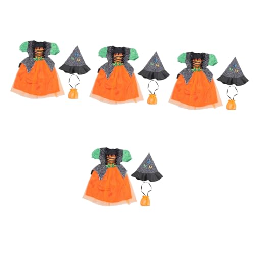 DEARMAMY 4 Sätze Kostüme Für Kinder Verkleiden Zauberstab Mädchen Halloween Hexenkleid Hexenoutfit Für Kinder Ausgefallen Verkleiden Ballkleider Für Kinder Kinderkostüm Elasthan von DEARMAMY