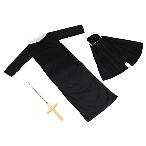 DEARMAMY 4 Sätze Nonnenkostüm für Erwachsene Nonnenkostüm für Damen Nonnenkostüm in Übergröße halloween kleider halloween dress Halloween-Party-Kostüm Halloween-Kostüm zum Thema Baumwolle von DEARMAMY