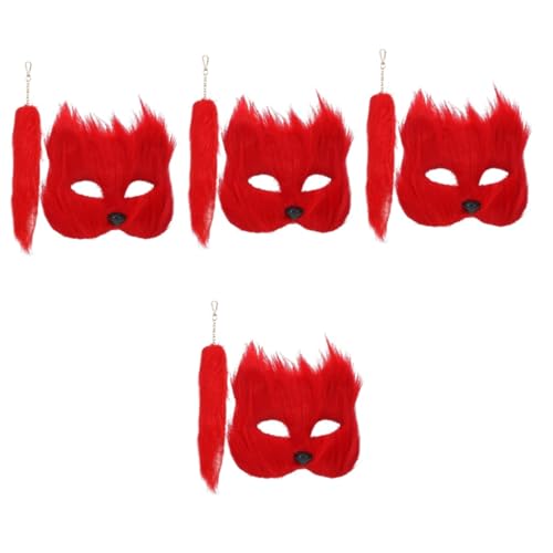 DEARMAMY 4 Sets Fuchs Maskenschwanz Flauschige Maske Fuchsschwanz Und Maske Halloween Party Masken Masken Requisite Cosplay Party Masken Festival Maske Party Maske Damen von DEARMAMY