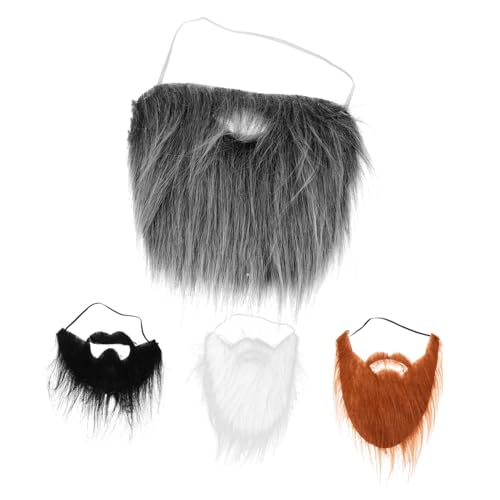 DEARMAMY 4 Stück Bart verkleiden Fake Beard Fake Schnurrbart faschingskostüme Cosplay-Perücken Cosplay Wig Cosplay-Gastgeschenke vorgeschnittener Wichtelbart Cosplay-Bärte Polyester von DEARMAMY