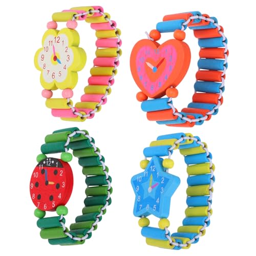 DEARMAMY 4 Stück Cartoon Armbanduhr Spielzeug Schmusespielzeug Kinderarmband kinder holzspielzeug kinder Armbanduhr Mädchenspielzeug Kinder beobachten Spielzeug kreatives Holzspielzeug von DEARMAMY