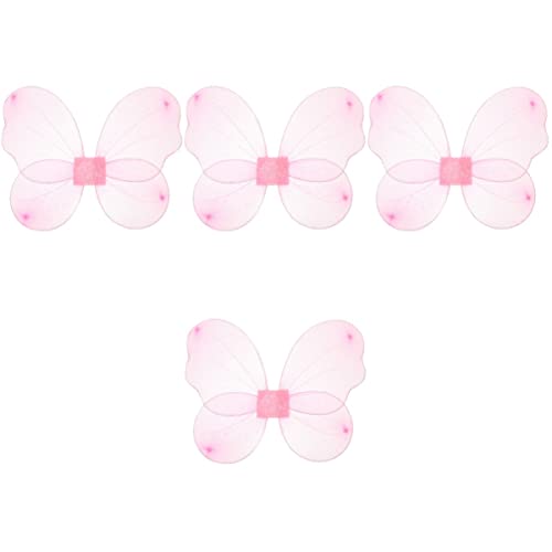 DEARMAMY 4 Stück Feenflügel Requisite Kostüme Für Kinder Schmetterlinge Feenflügel Schmetterling Kostüm Prinzessin Flügel Mädchen Schmetterlingsflügel Tanzen Cosplay-flügel Stoff Rosa von DEARMAMY