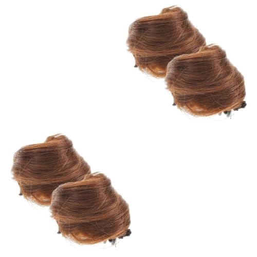 DEARMAMY 4 Stück Gefälschter Katzenohr-fleischbällchenkopf Klauenclip-haarbrötchen Chignon-haarknoten Haarknoten Hochsteckfrisur Stirnband Mit Katzenohren Falsches Brötchen Flauschige Seide von DEARMAMY