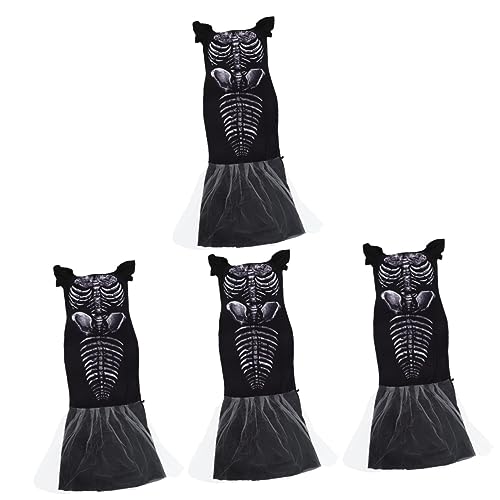 DEARMAMY 4 Stück Halloween-hexenkostüm Halloween-hexen-outfits Kostüm Zum Thema Festival Totenkopfkleid Meerjungfrauenkostüm Für Mädchen Halloween-frauenkleid Skelettkleid Party Polyester von DEARMAMY