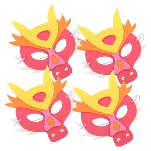 DEARMAMY 4 Stück Kindermaske zum Jahr des Drachen Fuchsmaske Schlaf-Augenmaske Augenmasken kindermasken fasching Drachenmaske Cosplay-Partymaske Drachenmaske für Eva rot von DEARMAMY