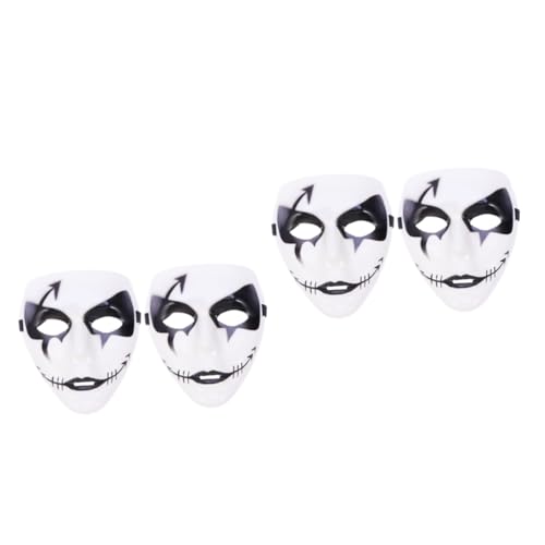 DEARMAMY 4 Stück Party-Maske Halloween Grimasse Maske Bilden Abschlussballkostüm Clown-Kostüm hallowen masks masquerade gruselige masken kleidung Maskerade-Maske Maske für Tänzer Black von DEARMAMY