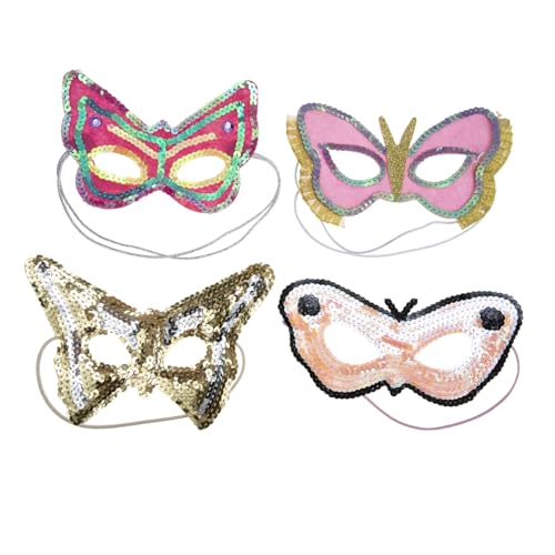 DEARMAMY 4 Stück Schmetterlingsmaske Maskerademasken für maskerade auge Paare Maskerade Masken halloweenmaske halloween gesichtsmaske Masken Masken für die Party Vlies Colorful von DEARMAMY