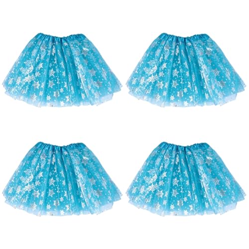 DEARMAMY 4 Stück Schneeflockenrock für Kinder Kinderkleidung für Mädchen Halloween-Rock kinder ballettkleidung Kinder Prinzessinnenrock glitzer rock Leistungsrock für Kinder Mesh-Tutu-Rock von DEARMAMY