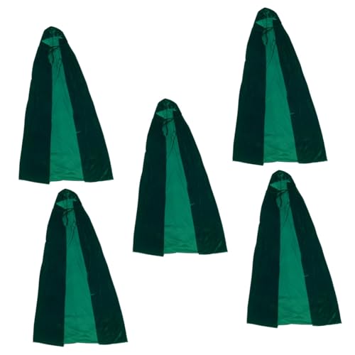 DEARMAMY 5 STK Halloween-Umhang Kostüm Erwachsener Umhang Umhänge Cosplay-Mantel Halloween umhang Halloween Cape Kinder weihnachtsdeko Bühnenumhang Umhang mit Bühnendekoration Samt Green von DEARMAMY