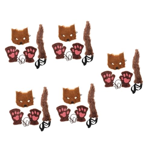 DEARMAMY 5 Sätze Fuchs-masken-set Maskenkostüm Led-maske Plüschfuchsmaske Maskieren Cosplay-maske Pelzige Maske Halloween-maske Halloweenkostüm Wolf Zubehör Stoff Brown von DEARMAMY