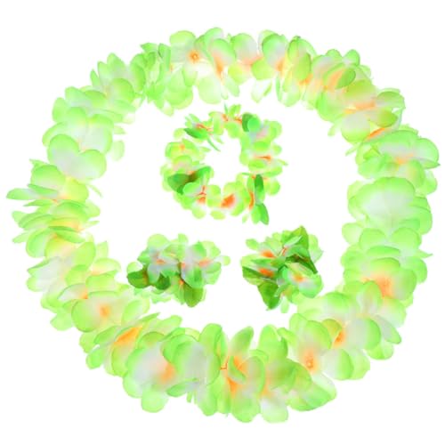 DEARMAMY 5 Stück 1 Satz Luau Partydekorationszubehör Tropisches Partyarmband Künstliche Kränze Hawaiischer Grasrock Hawaiianische Blumenkette Hawaii-grasrock Hawaiianische Girlande Green von DEARMAMY