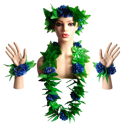 DEARMAMY 5 Stück Blattrock Aufblasbar Foto Luau Party Outfits Poolbekleidung Girlande Tropischer Rock Hawaii Partyrock Hula Rock Blau von DEARMAMY