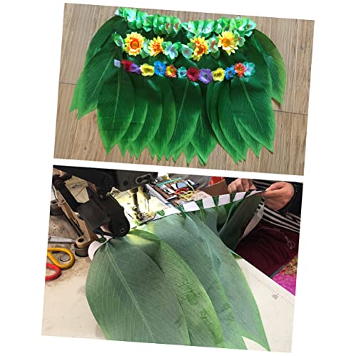 DEARMAMY 5 Teiliges Hawaiianisches Kostümset Mit Grünem Blätter Hula Rock Blumenkranz Halskette Und Armbändern Für Luau Party Und Strandfeiern Ideal Für Erwachsene Und von DEARMAMY