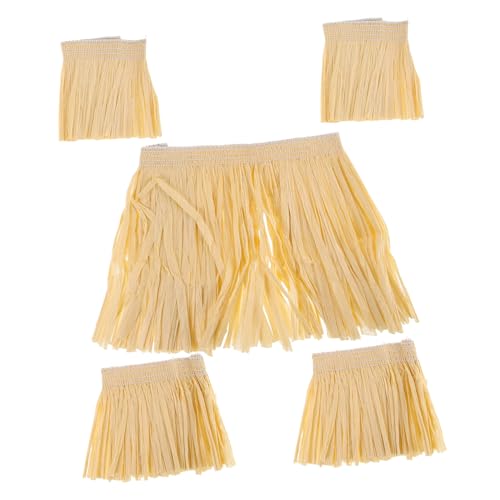 DEARMAMY 5St Quasten-Hula-Rock mottoparty hawaii hochzei Elastischer Bund Hawaii-Themenparty zwillengummi Bananenkostüm Hula-Röcke aus Bast Hula-Kleid Hawaiianisches Hula-Kostüm 2. Yellow von DEARMAMY