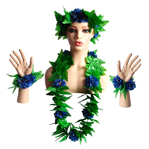 DEARMAMY 5St hochzeitsdirndl goldhochzeit blumendeko Green leaf garland party accessoires decoration bläulich junplee hula Schwimmbad Luau-Party-Outfits Blue von DEARMAMY