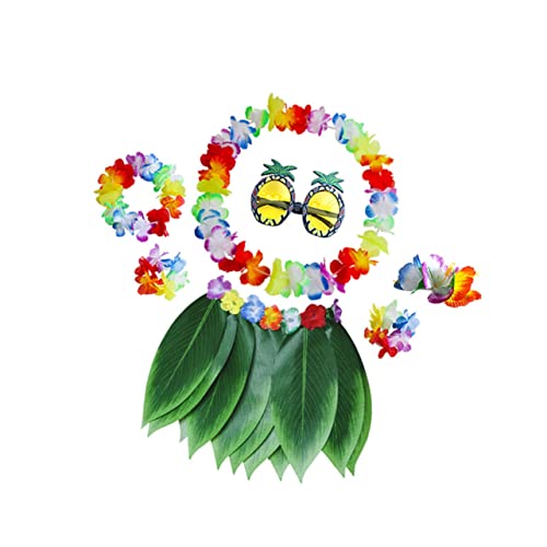 DEARMAMY 7St Luau Partyrock blumengirlande künstlich mottoparty hawaii prom Hawaii-Themenparty Künstlicher Blumenkranz hawaiianischer Wickelrock Blumen-Leis-Halsketten Hawaiischer Grasrock von DEARMAMY