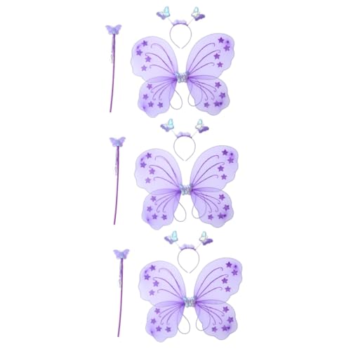 DEARMAMY 9 Stk Feenstab Kinderkleider feeflügeln stutzenhalter kinderkostüme party mitgebsel kinder kleidung für kinder Kinderparty kopfschmuck Partyzubehör Flügel Kostüm Stirnband Violett von DEARMAMY