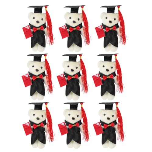 DEARMAMY 9Pcs Plüsch Bärenpuppen Abschluss Bär Delikat Ausgestopft Plüsch Bär Hellbraun Gradkappe Für Kindergarten Grundschule High School College Abschlussfeier Für Partyzubehör von DEARMAMY